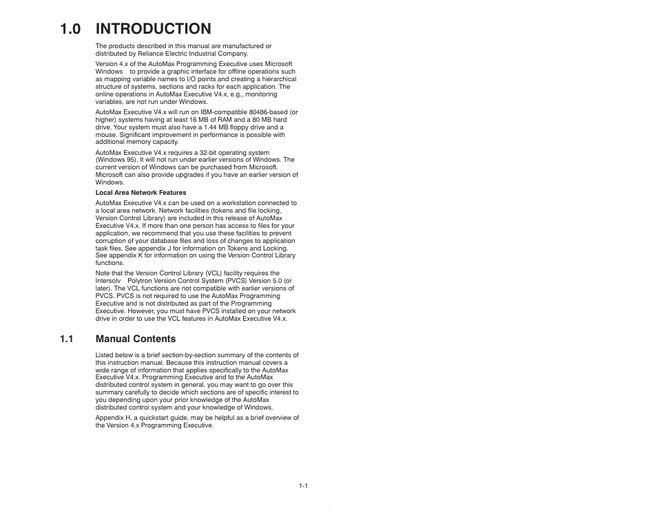 0 introduction, 1 manual contents | Rockwell Automation 47C626 AutoMax Programming Executive V4.2 User Manual | Page 13 / 278