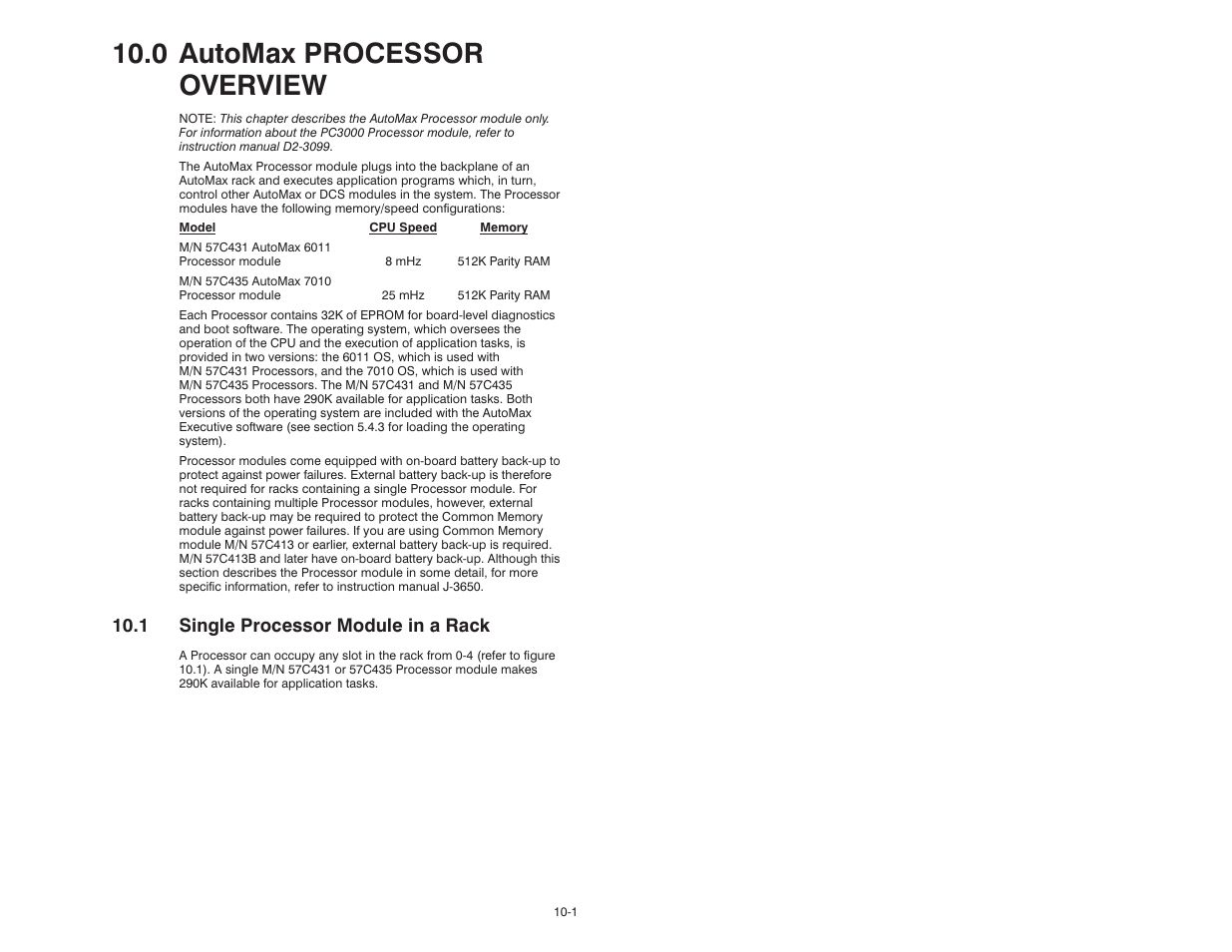 0 automax processor overview, 1 single processor module in a rack | Rockwell Automation 47C626 AutoMax Programming Executive V4.2 User Manual | Page 145 / 278