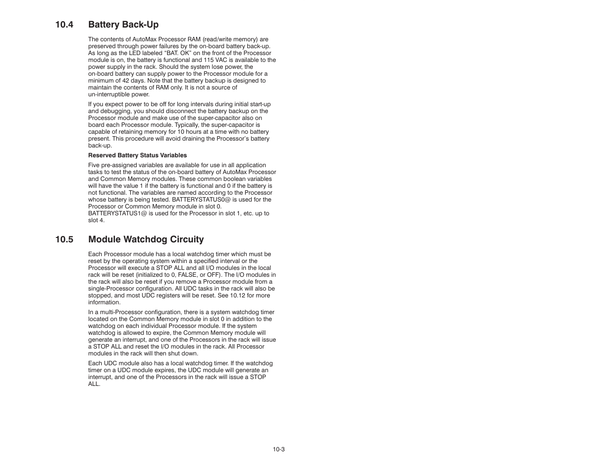 4 battery back-up, 5 module watchdog circuitry, 4 battery backćup | 5 module watchdog circuity | Rockwell Automation 47C626 AutoMax Programming Executive V4.2 User Manual | Page 147 / 278
