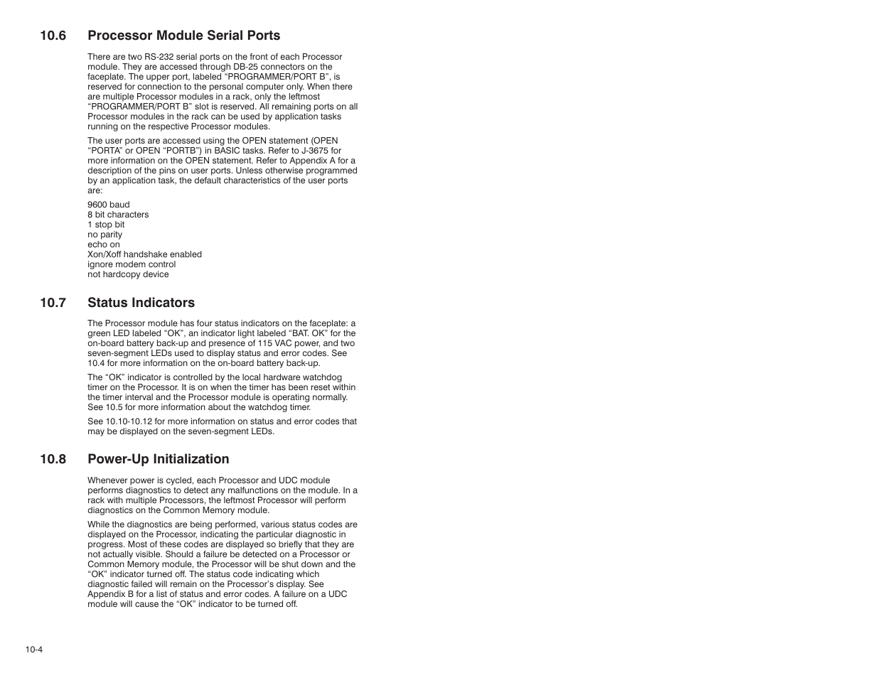 6 processor module serial ports, 7 status indicators, 8 power-up initialization | 8 powerćup initialization | Rockwell Automation 47C626 AutoMax Programming Executive V4.2 User Manual | Page 148 / 278