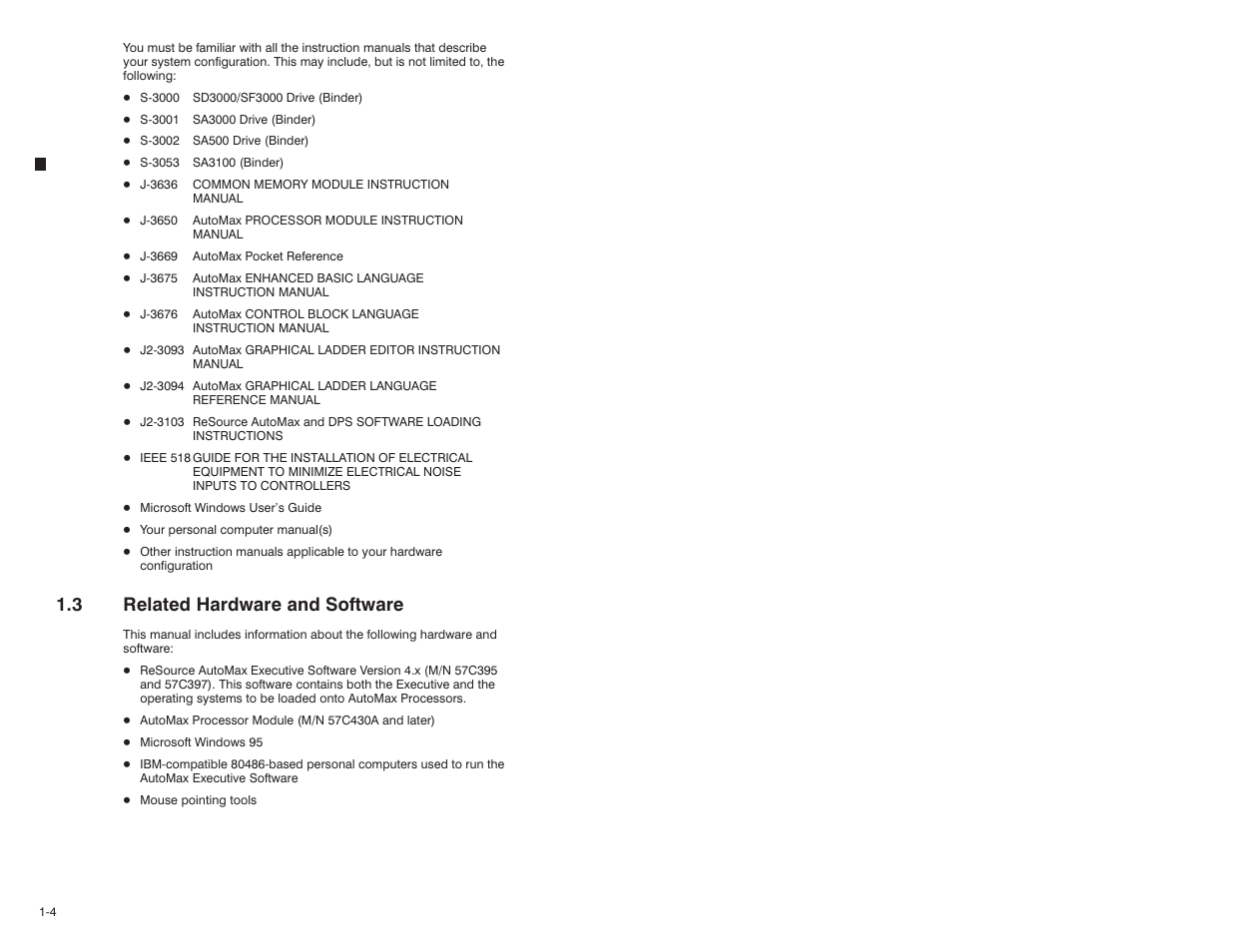 3 related hardware and software | Rockwell Automation 47C626 AutoMax Programming Executive V4.2 User Manual | Page 16 / 278