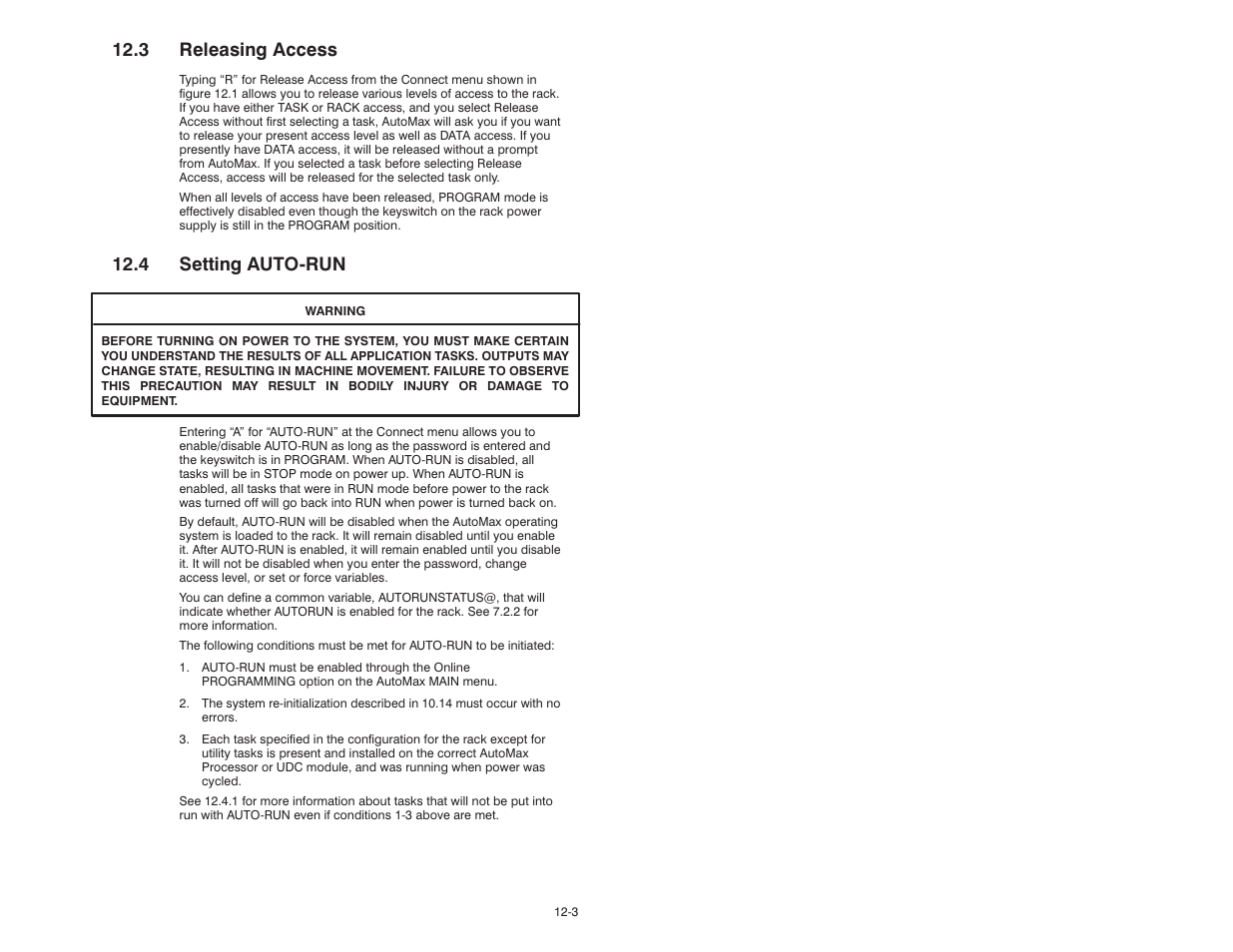 3 releasing access, 4 setting auto-run, 4 setting autoćrun | Rockwell Automation 47C626 AutoMax Programming Executive V4.2 User Manual | Page 161 / 278