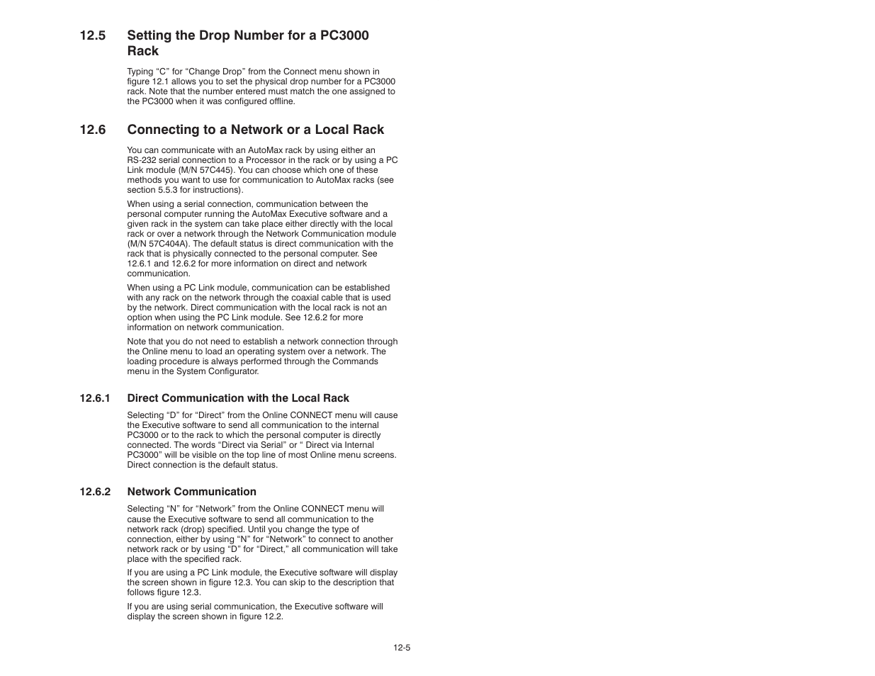 5 setting the drop number for a pc3000 rack, 6 connecting to a network or a local rack | Rockwell Automation 47C626 AutoMax Programming Executive V4.2 User Manual | Page 163 / 278