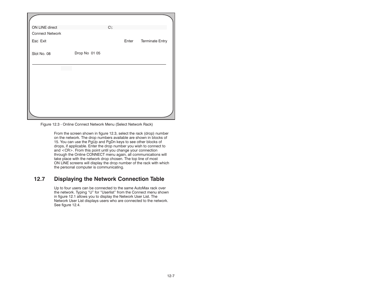 7 displaying the network connection table | Rockwell Automation 47C626 AutoMax Programming Executive V4.2 User Manual | Page 165 / 278