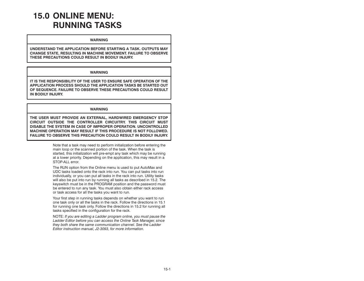 0 online menu: running tasks | Rockwell Automation 47C626 AutoMax Programming Executive V4.2 User Manual | Page 179 / 278