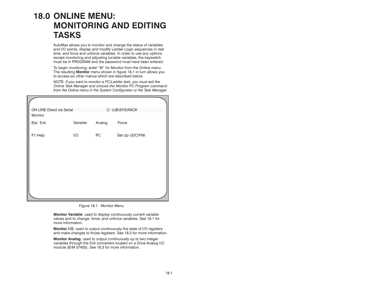 0 online menu: monitoring and editing tasks | Rockwell Automation 47C626 AutoMax Programming Executive V4.2 User Manual | Page 187 / 278