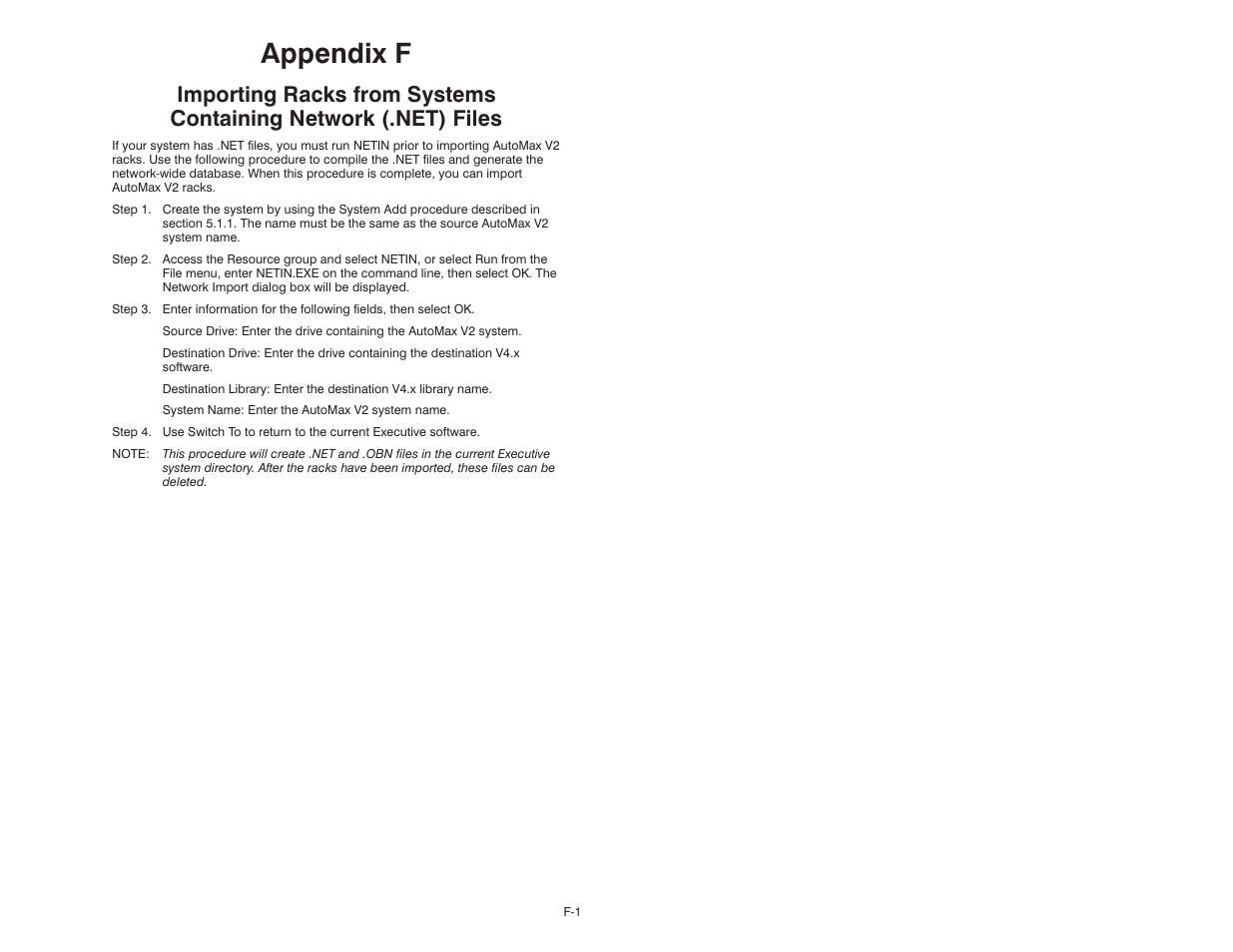 Appendix f | Rockwell Automation 47C626 AutoMax Programming Executive V4.2 User Manual | Page 239 / 278