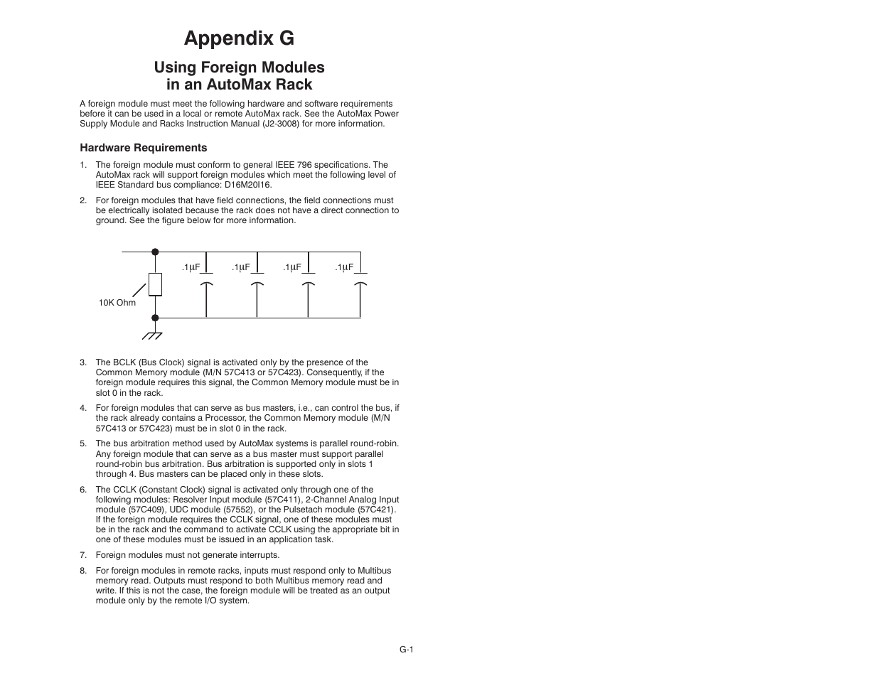 G using foreign modules in an automax rack, Appendix g, Using foreign modules in an automax rack | Rockwell Automation 47C626 AutoMax Programming Executive V4.2 User Manual | Page 241 / 278
