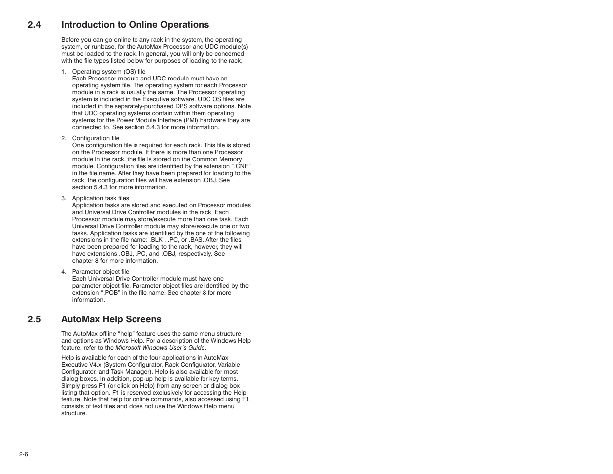 4 introduction to online operations, 5 automax help screens | Rockwell Automation 47C626 AutoMax Programming Executive V4.2 User Manual | Page 26 / 278