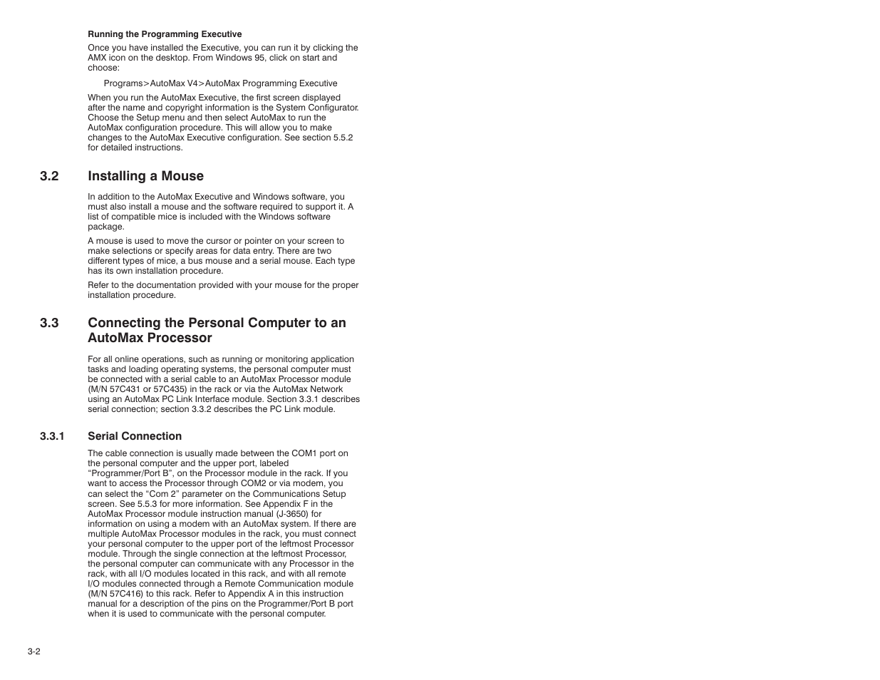 2 installing a mouse, 3 connecting the pc to an automax processor | Rockwell Automation 47C626 AutoMax Programming Executive V4.2 User Manual | Page 28 / 278