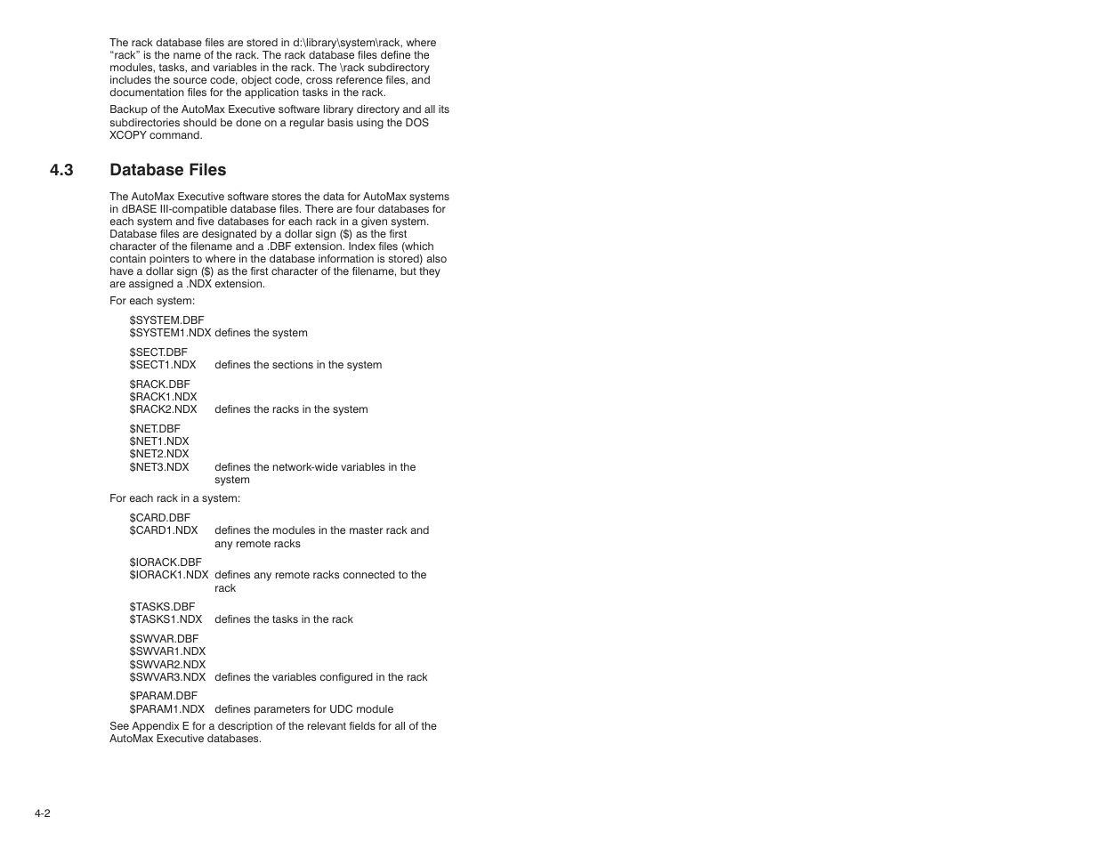 3 database files | Rockwell Automation 47C626 AutoMax Programming Executive V4.2 User Manual | Page 32 / 278