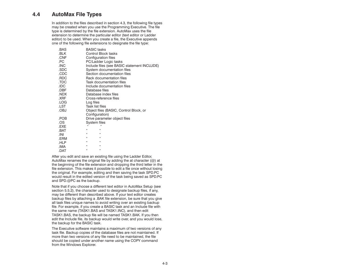 4 automax file types | Rockwell Automation 47C626 AutoMax Programming Executive V4.2 User Manual | Page 33 / 278