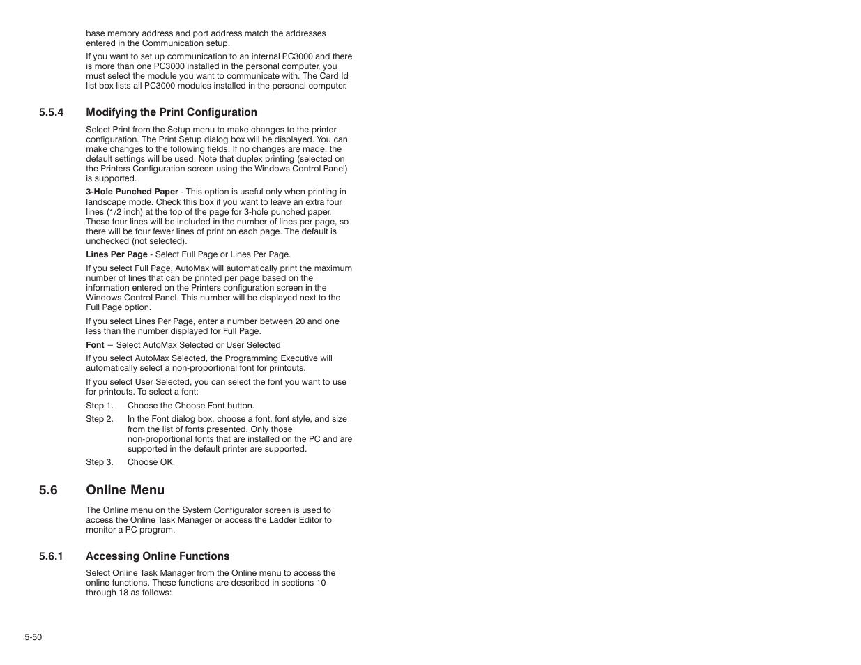 6 online menu | Rockwell Automation 47C626 AutoMax Programming Executive V4.2 User Manual | Page 84 / 278