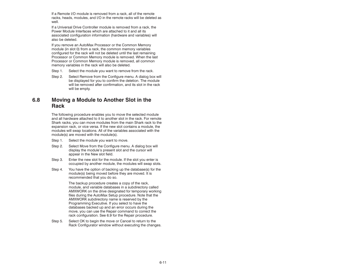 8 moving a module to another slot in the rack | Rockwell Automation 47C626 AutoMax Programming Executive V4.2 User Manual | Page 97 / 278