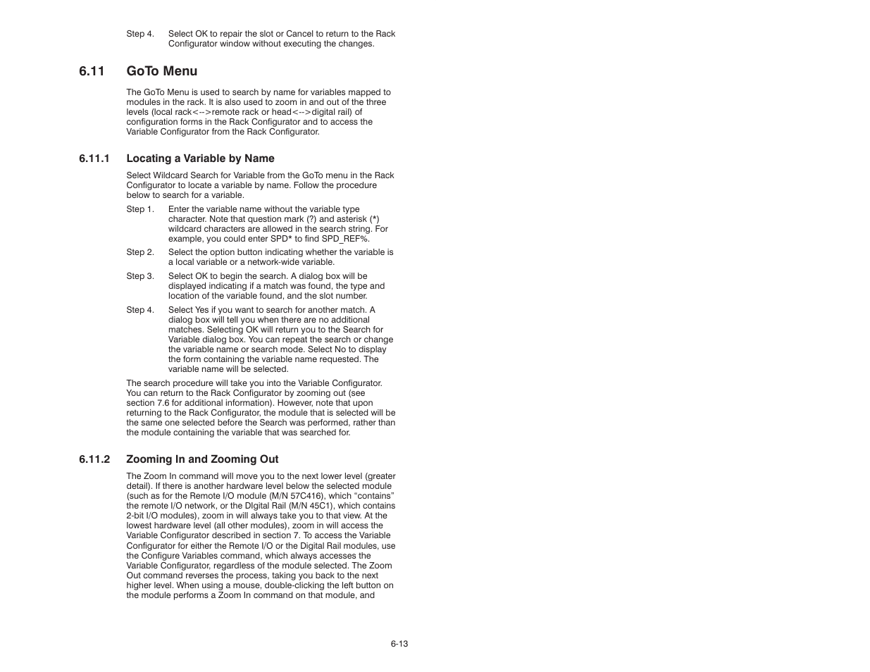 11 goto menu | Rockwell Automation 47C626 AutoMax Programming Executive V4.2 User Manual | Page 99 / 278