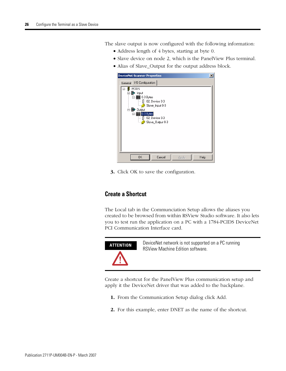 Create a shortcut | Rockwell Automation DeviceNet Communications for PanelView Plus and PanelView Plus CE User Manual | Page 26 / 76