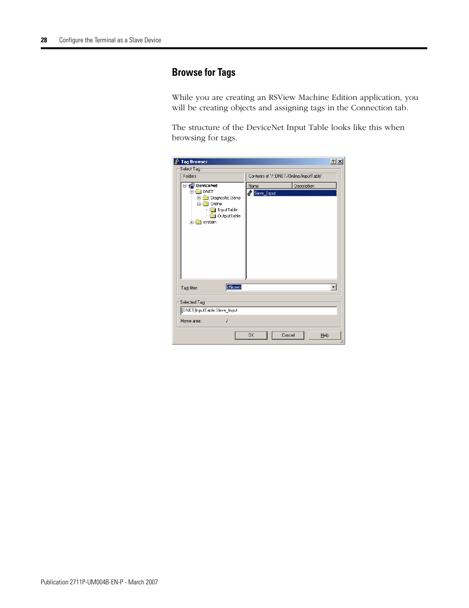 Browse for tags | Rockwell Automation DeviceNet Communications for PanelView Plus and PanelView Plus CE User Manual | Page 28 / 76
