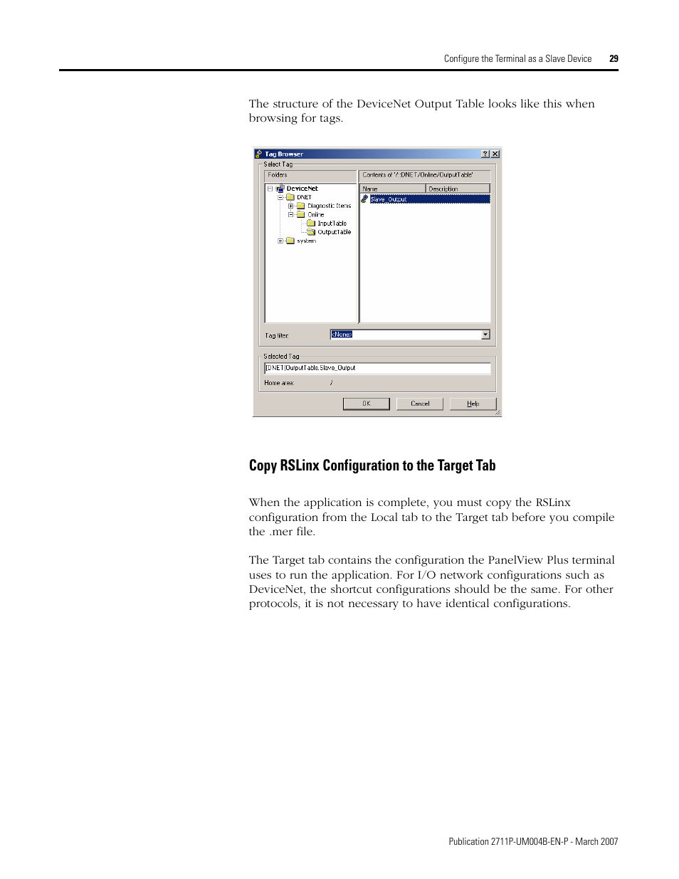 Copy rslinx configuration to the target tab | Rockwell Automation DeviceNet Communications for PanelView Plus and PanelView Plus CE User Manual | Page 29 / 76