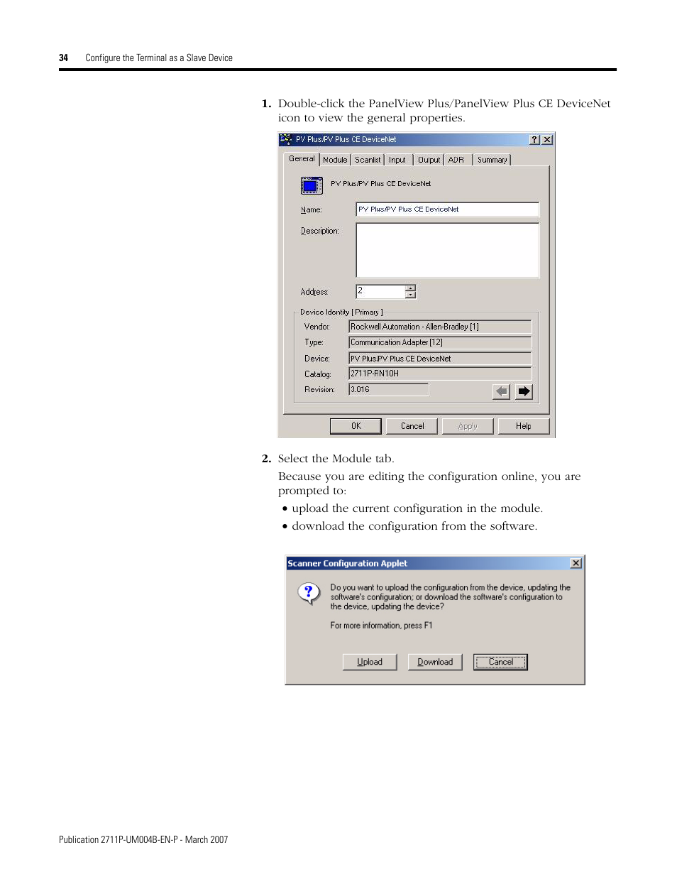 Rockwell Automation DeviceNet Communications for PanelView Plus and PanelView Plus CE User Manual | Page 34 / 76
