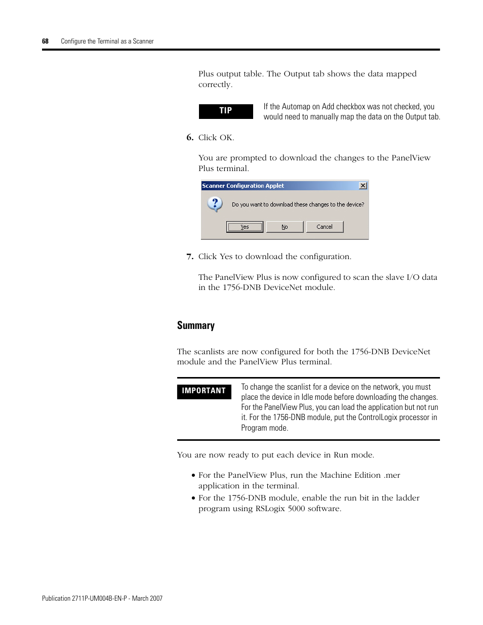 Summary | Rockwell Automation DeviceNet Communications for PanelView Plus and PanelView Plus CE User Manual | Page 68 / 76