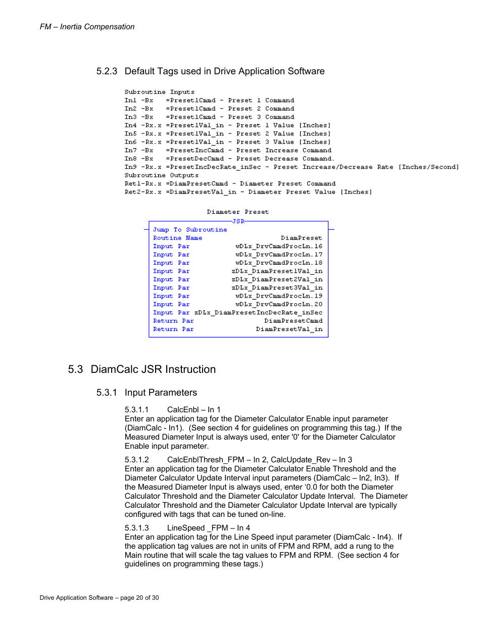 3 diamcalc jsr instruction | Rockwell Automation 9329 Drive Application Software User Manual | Page 20 / 30