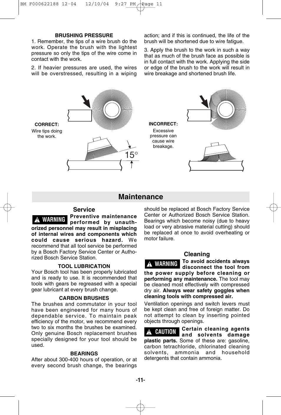 Maintenance | Bosch 1348AE User Manual | Page 11 / 36