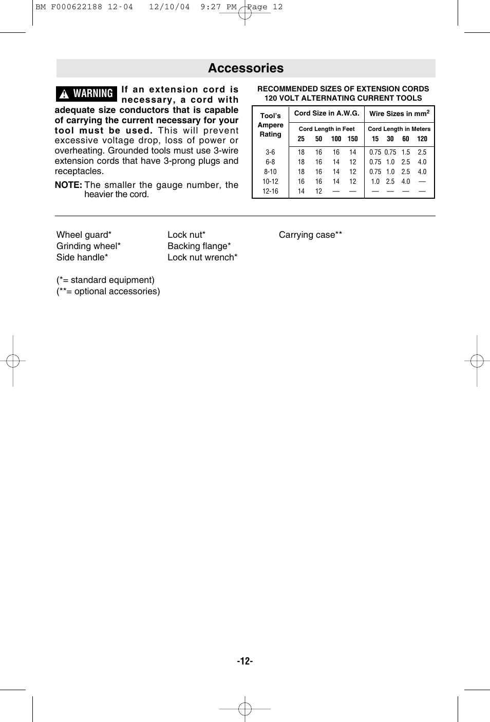 Accessories, Warning | Bosch 1348AE User Manual | Page 12 / 36