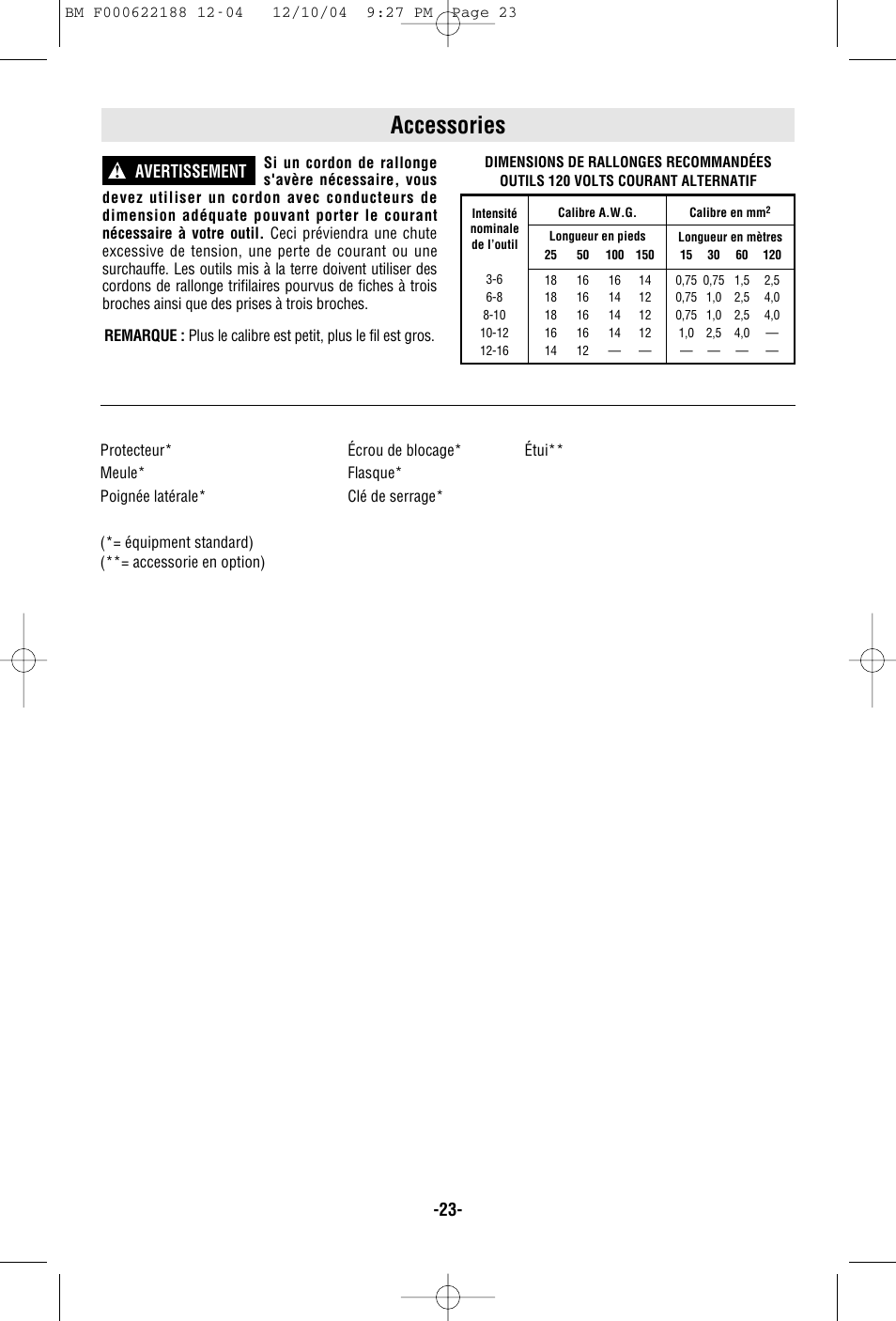 Accessories, Avertissement | Bosch 1348AE User Manual | Page 23 / 36