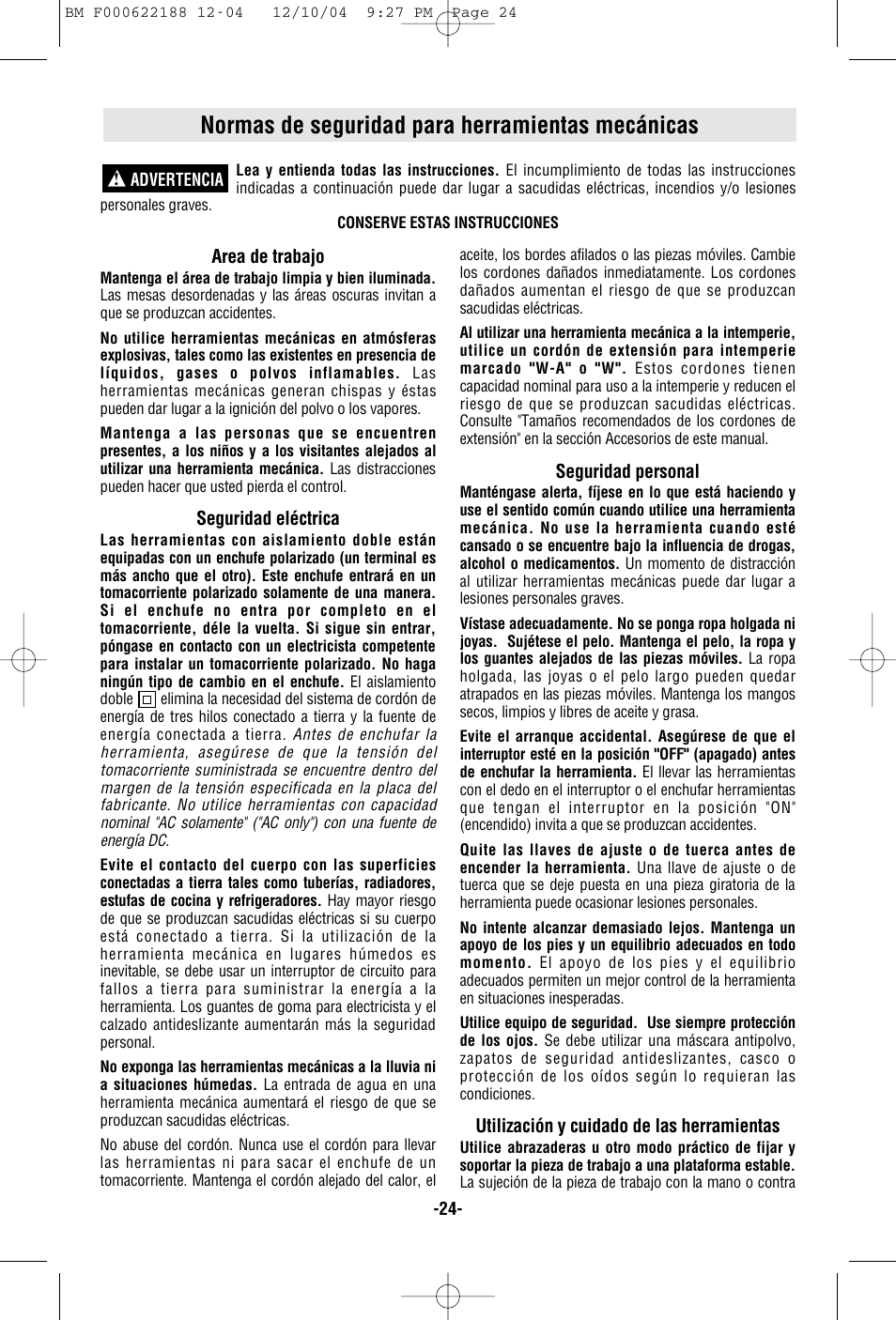 Normas de seguridad para herramientas mecánicas | Bosch 1348AE User Manual | Page 24 / 36