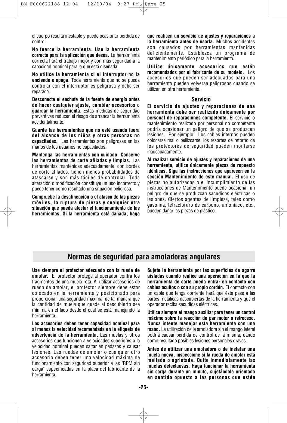 Normas de seguridad para amoladoras angulares | Bosch 1348AE User Manual | Page 25 / 36