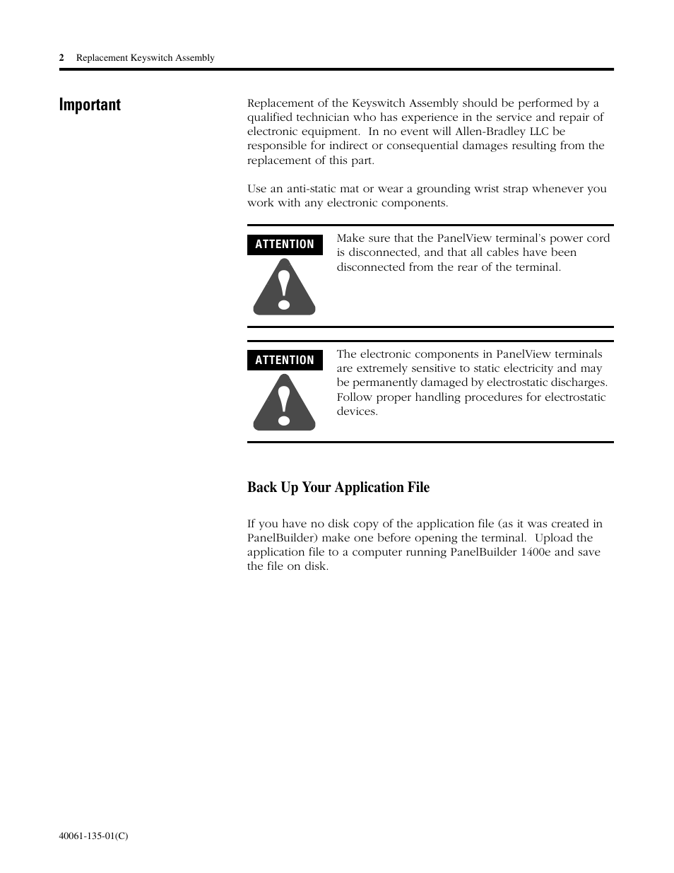 Rockwell Automation 2711E-NKSW1 Replacement Keyswitch Assembly User Manual | Page 2 / 24