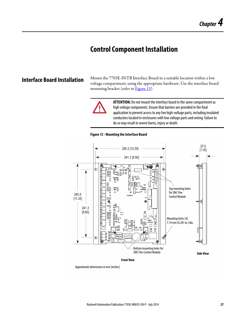 4 - control component installation, Interface board installation, Chapter 4 | Control component installation, Chapter | Rockwell Automation 7703E Medium Voltage SMC OEM Components - 10-15 kV User Manual | Page 27 / 58