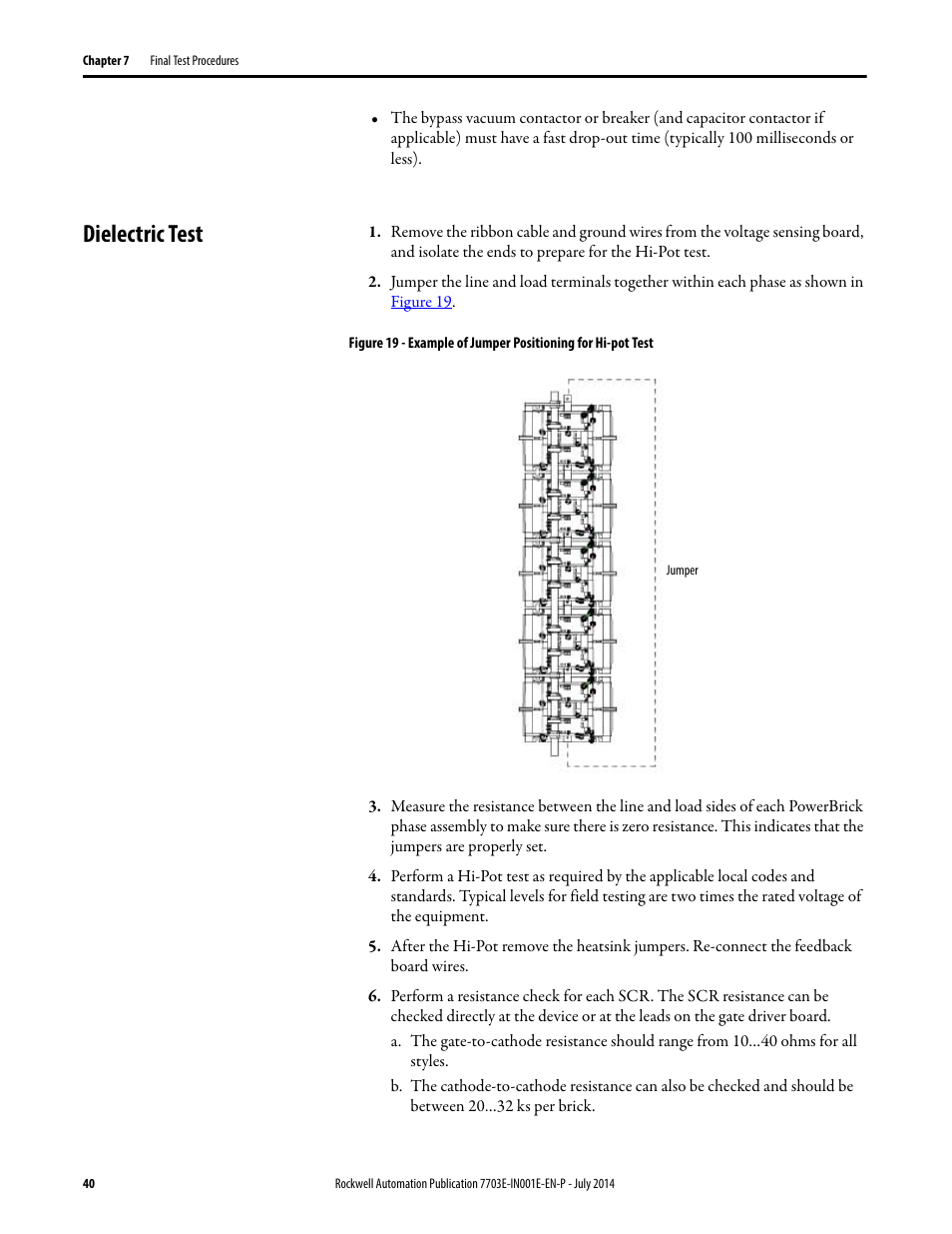 Dielectric test | Rockwell Automation 7703E Medium Voltage SMC OEM Components - 10-15 kV User Manual | Page 40 / 58