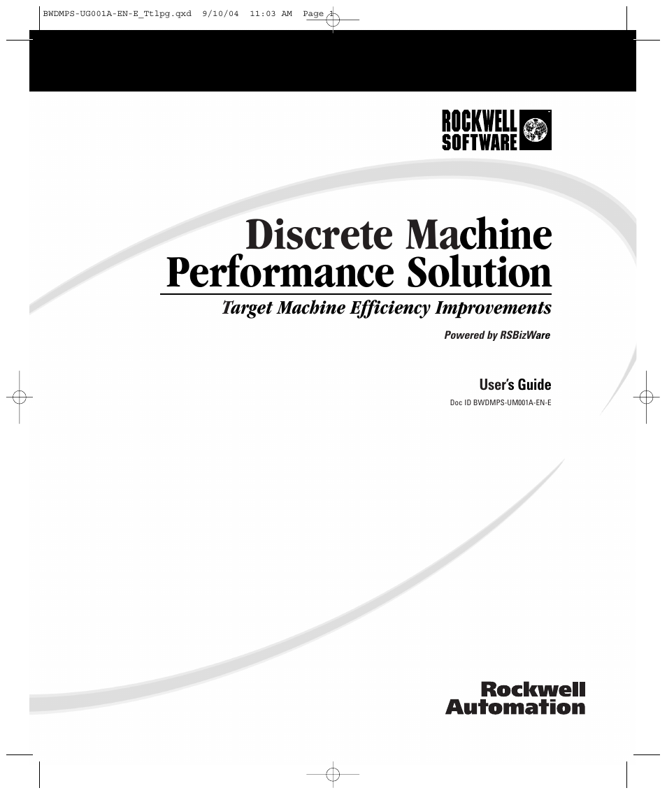 Rockwell Automation Discrete Machine Performance Solution User Manual | 106 pages
