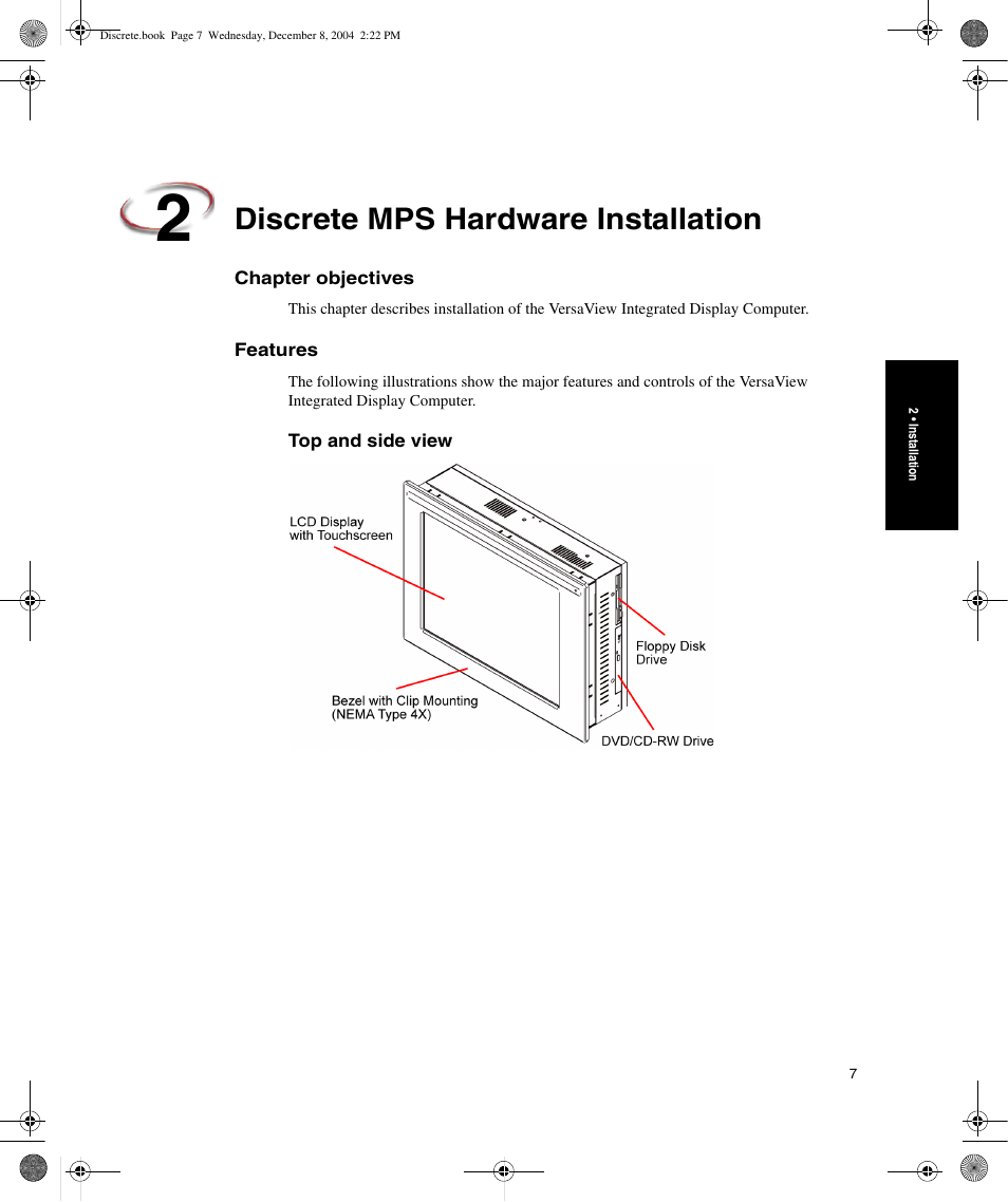 Discrete mps hardware installation, Chapter objectives, Features | Top and side view, Chapter objectives features | Rockwell Automation Discrete Machine Performance Solution User Manual | Page 13 / 106