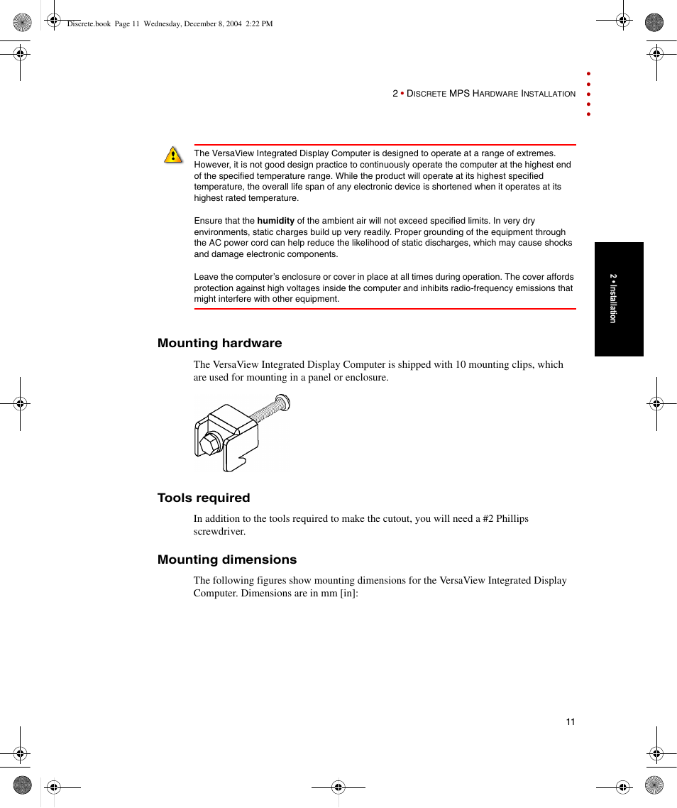 Mounting hardware, Tools required, Mounting dimensions | Rockwell Automation Discrete Machine Performance Solution User Manual | Page 17 / 106
