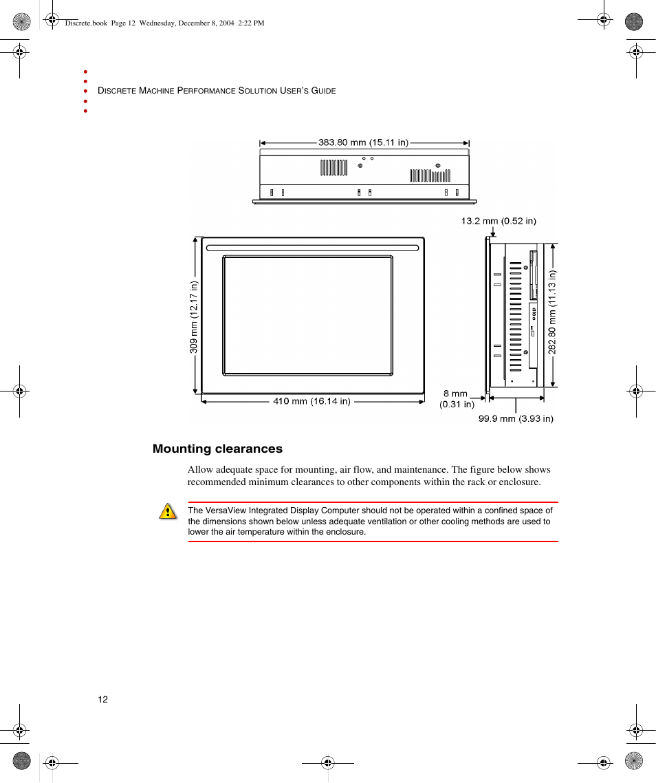 Mounting clearances | Rockwell Automation Discrete Machine Performance Solution User Manual | Page 18 / 106