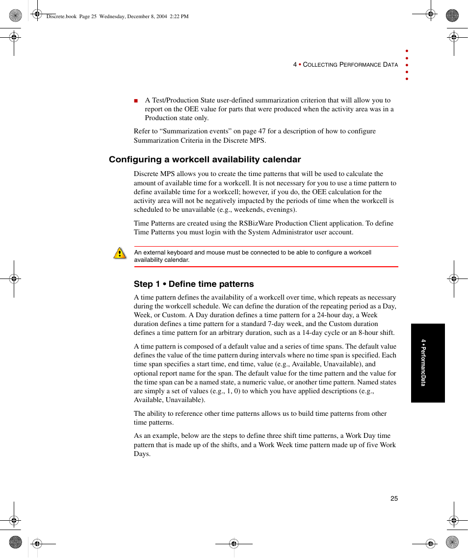 Configuring a workcell availability calendar, Step 1 . define time patterns, Step 1 • define time patterns | Rockwell Automation Discrete Machine Performance Solution User Manual | Page 31 / 106