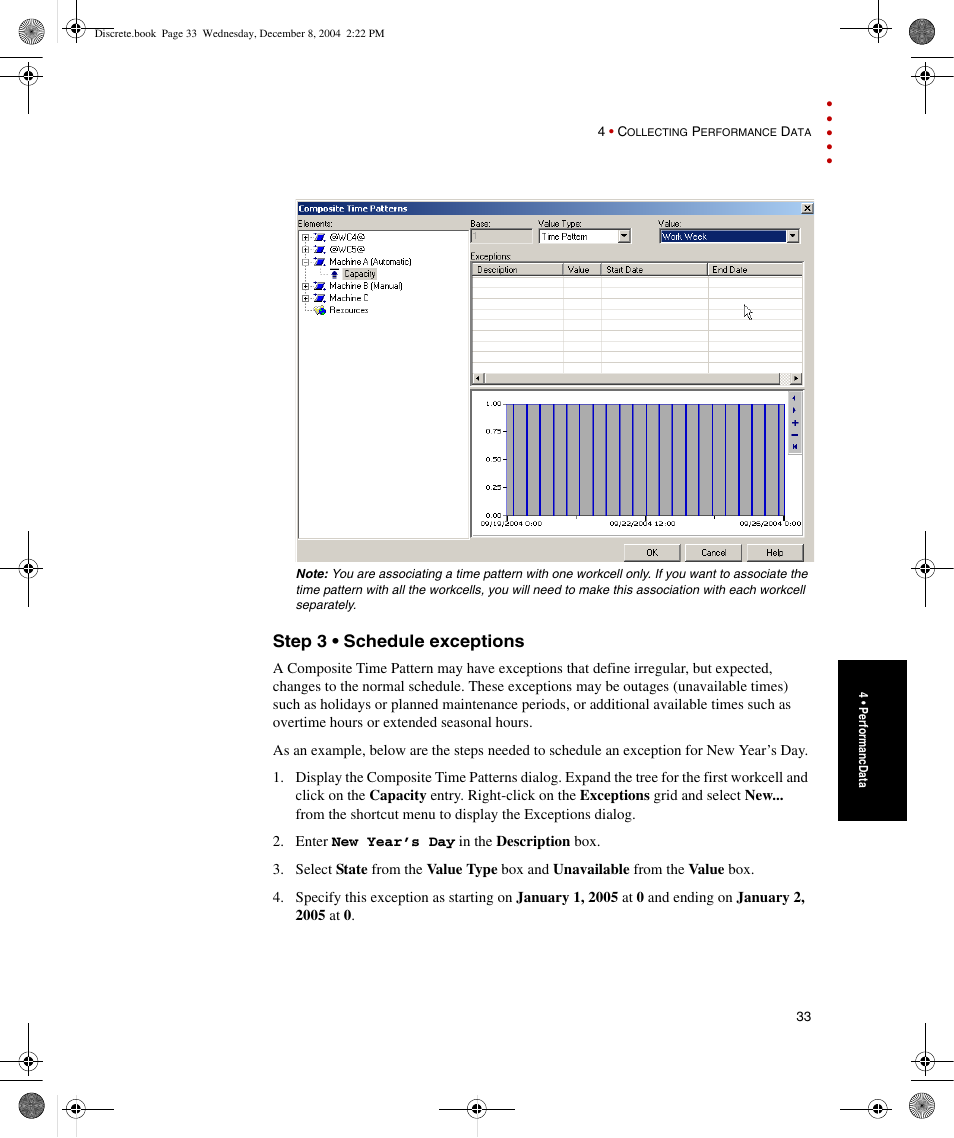 Step 3 . schedule exceptions, Step 3 • schedule exceptions | Rockwell Automation Discrete Machine Performance Solution User Manual | Page 39 / 106