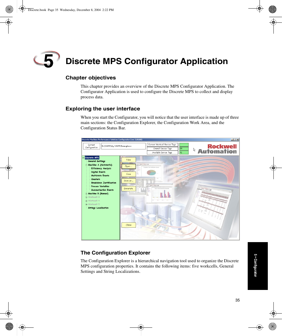 Discrete mps configurator application, Chapter objectives, Exploring the user interface | The configuration explorer, Chapter objectives exploring the user interface | Rockwell Automation Discrete Machine Performance Solution User Manual | Page 41 / 106