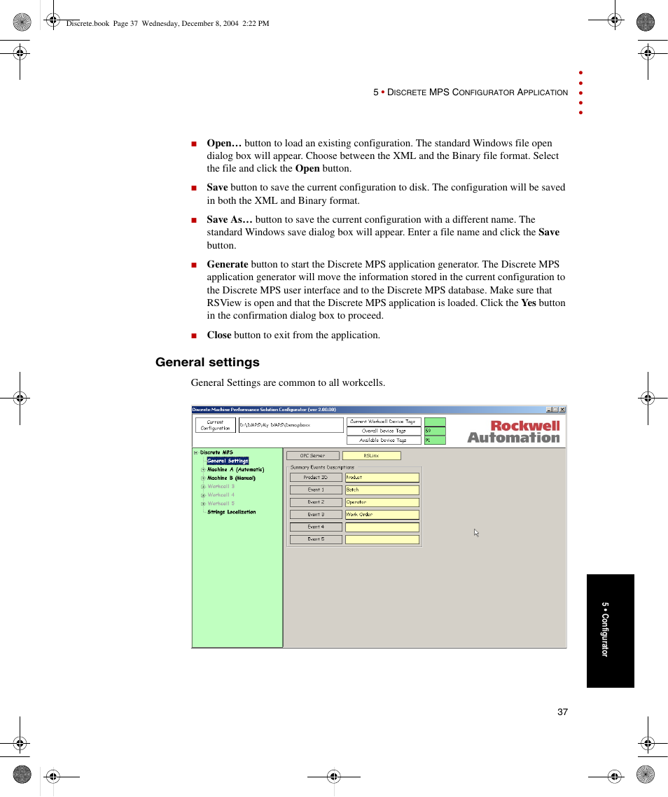 General settings | Rockwell Automation Discrete Machine Performance Solution User Manual | Page 43 / 106