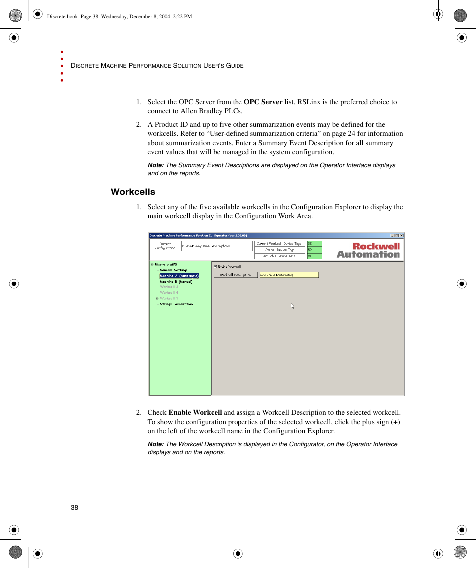 Workcells | Rockwell Automation Discrete Machine Performance Solution User Manual | Page 44 / 106