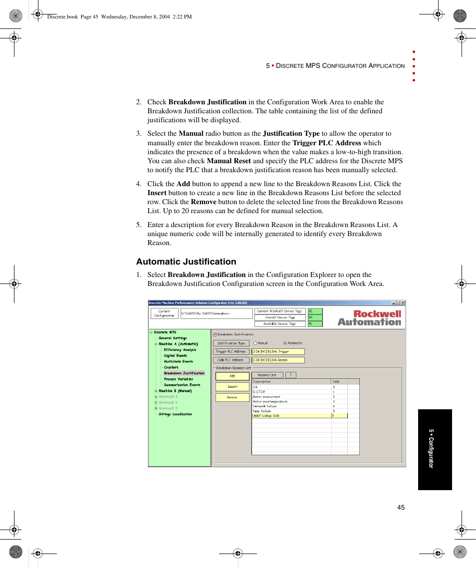 Automatic justification | Rockwell Automation Discrete Machine Performance Solution User Manual | Page 51 / 106