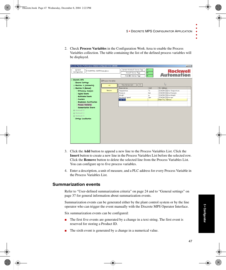 Summarization events | Rockwell Automation Discrete Machine Performance Solution User Manual | Page 53 / 106