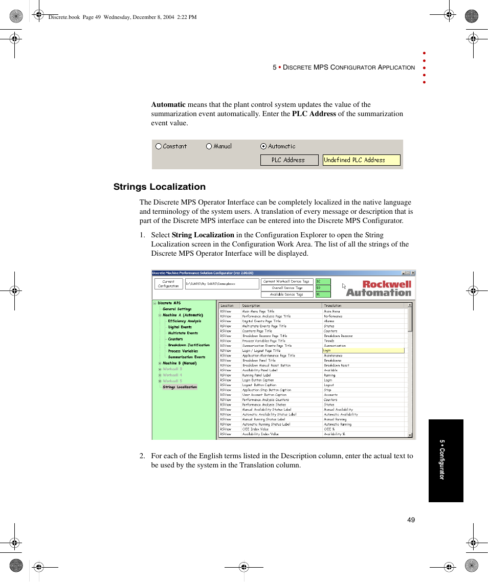 Strings localization | Rockwell Automation Discrete Machine Performance Solution User Manual | Page 55 / 106