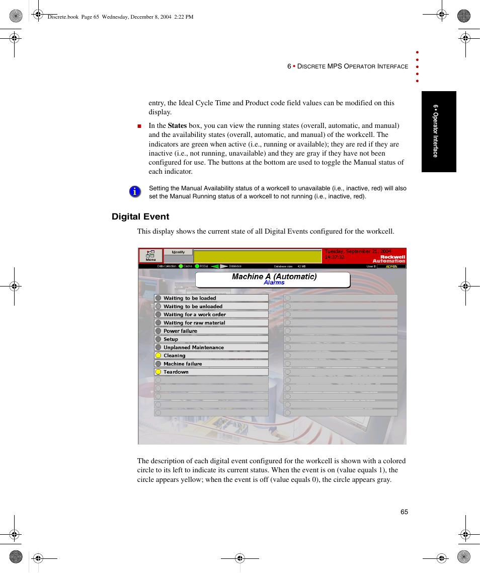Digital event | Rockwell Automation Discrete Machine Performance Solution User Manual | Page 71 / 106
