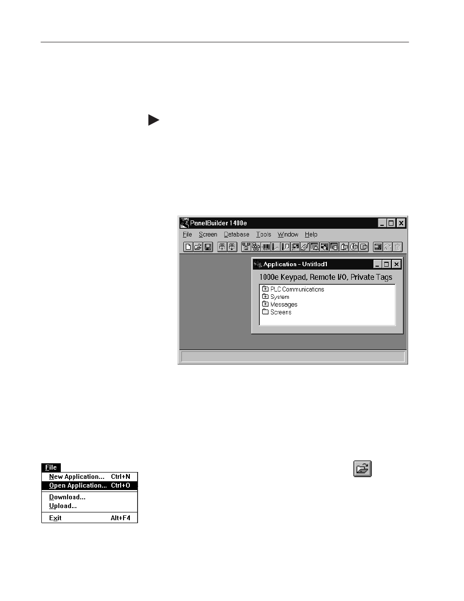 Opening applications | Rockwell Automation 2711E-ND1 PanelBuilder 1400E Configurator Software Getting Started User Manual | Page 38 / 114