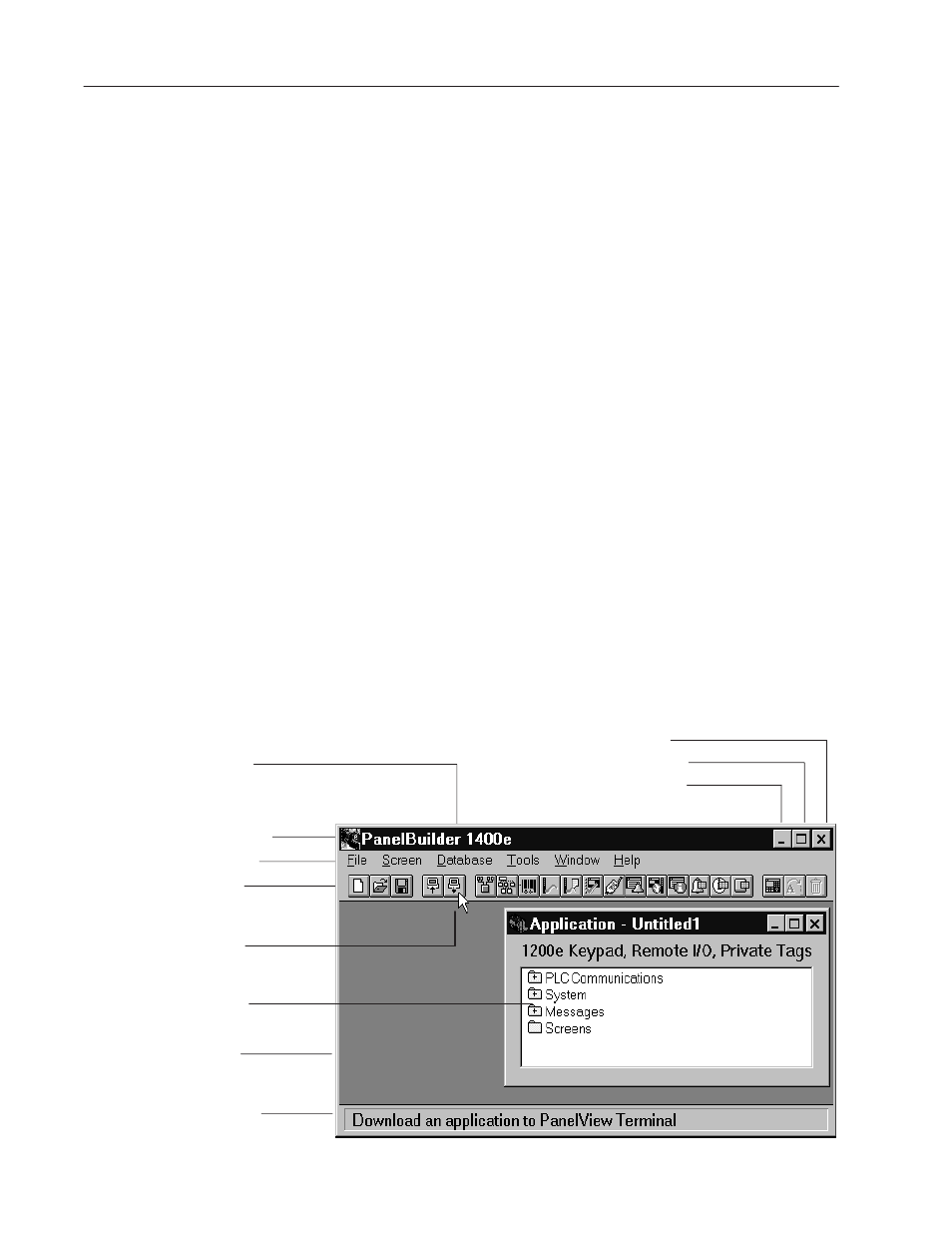 Working in the panelbuilder 1400e window | Rockwell Automation 2711E-ND1 PanelBuilder 1400E Configurator Software Getting Started User Manual | Page 44 / 114