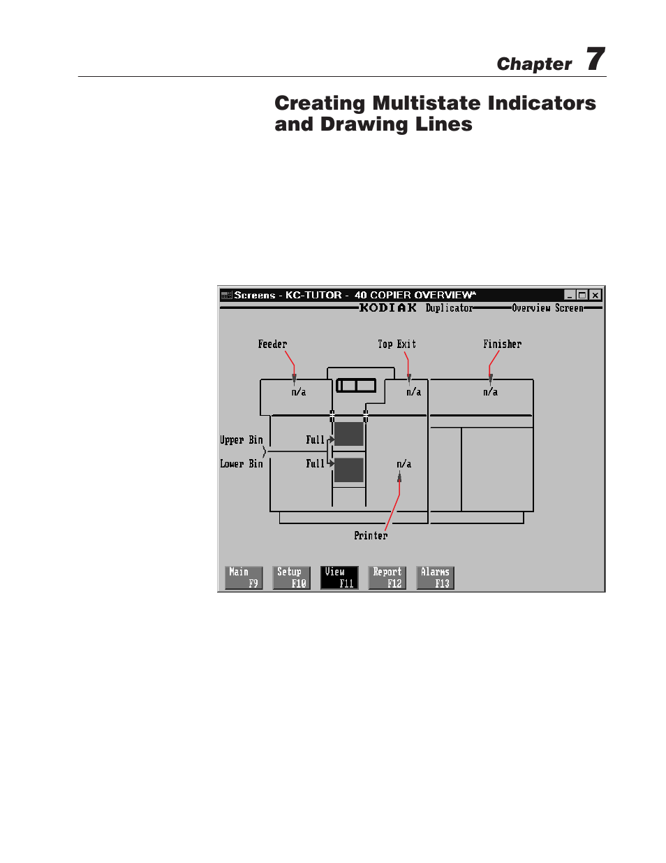 Creating and configuring multistate indicators, Creating multistate indicators and drawing lines | Rockwell Automation 2711E-ND1 PanelBuilder 1400E Configurator Software Getting Started User Manual | Page 95 / 114