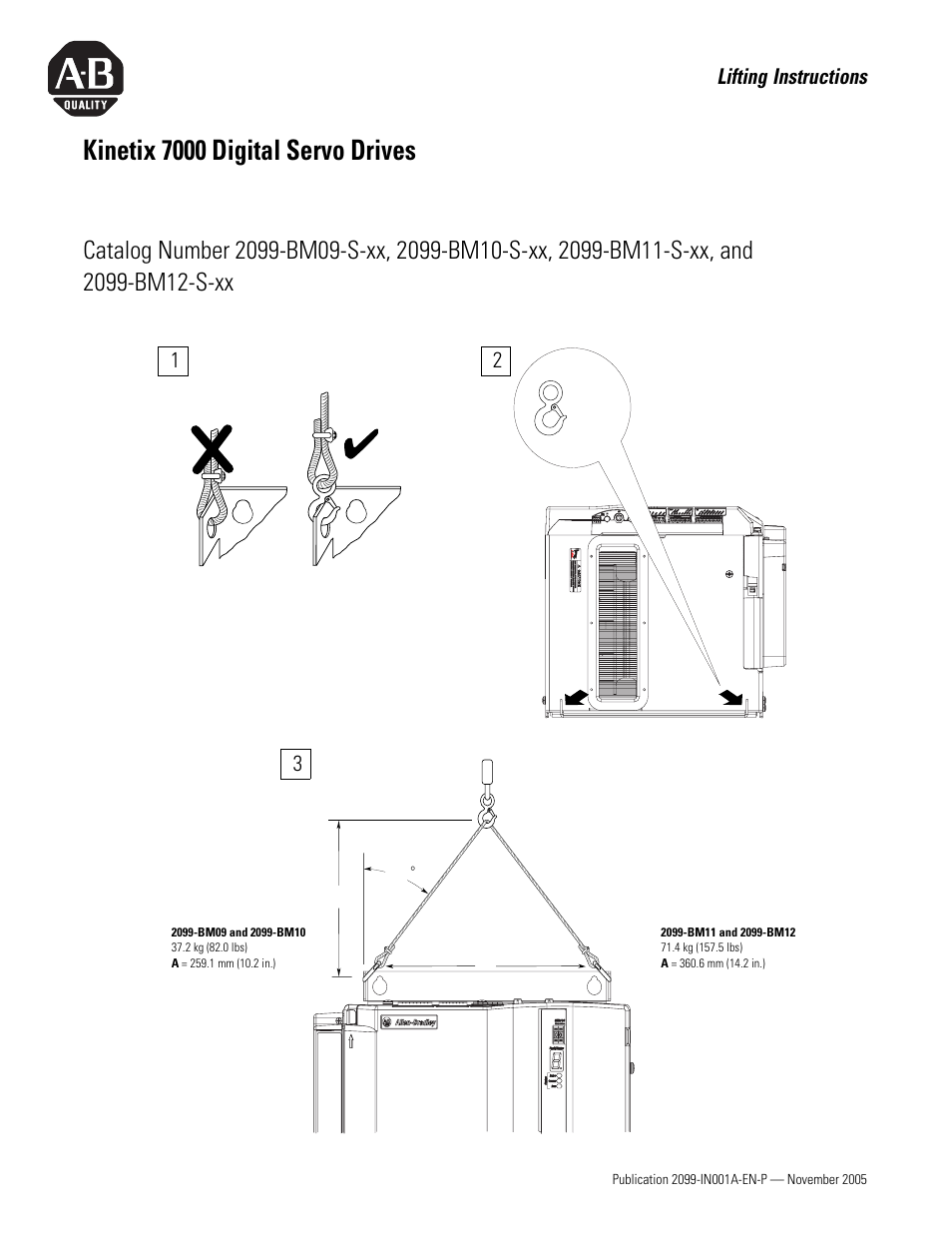 Rockwell Automation 2099-BMxxx Kinetix 7000 High Power Servo Drive Lifting Instructions User Manual | 2 pages